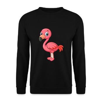 Flamingo Cute Mascot Cartoon Character Kawaii - Unisex Sweatshirt - black - Front - Alina (178cm) & Michal (187cm)