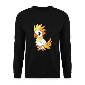 Cockatoo Cute Mascot Cartoon Character Kawaii - Unisex Sweatshirt - black - Front - Alina (178cm) & Michal (187cm)