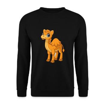 Kamel Niedliche Maskottchen Zeichentrickfigur Kawaii - Unisex Pullover - Schwarz - Vorne - Alina (178cm) & Michal (187cm)