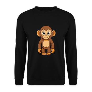 Chimpanzee Cute Mascot Cartoon Character Kawaii - Unisex Sweatshirt - black - Front - Alina (178cm) & Michal (187cm)