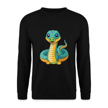 Anaconda Niedliche Maskottchen Zeichentrickfigur Kawaii - Unisex Pullover - Schwarz - Vorne - Alina (178cm) & Michal (187cm)