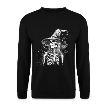 Sorcière squelette sombre avec chapeau de sorcière - Sweat-shirt Unisexe - noir - Devant - Alina (178cm) & Michal (187cm)