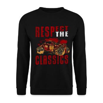Klassiker Original Motor Sportwagen - Unisex Pullover - Schwarz - Vorne - Alina (178cm) & Michal (187cm)