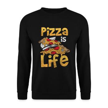 Pizza Pizzaofen Käse Lecker - Unisex Pullover - Schwarz - Vorne - Alina (178cm) & Michal (187cm)