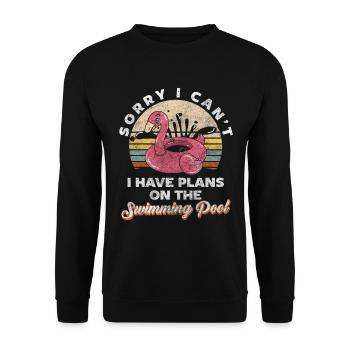 Pool Flamingo Sonne Freunde - Unisex Pullover - Schwarz - Vorne - Alina (178cm) & Michal (187cm)