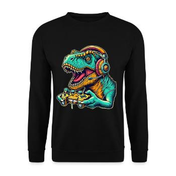 T Rex Dinosaur Gaming - Sweat-shirt Unisexe - noir - Devant - Alina (178cm) & Michal (187cm)