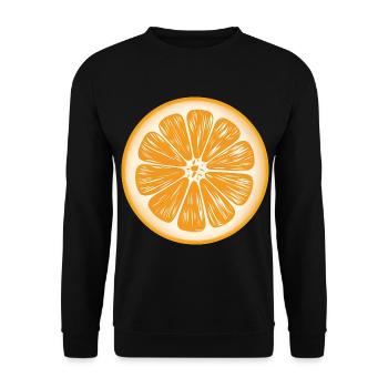 Lustiges Orangenfrucht Geschenk - Unisex Pullover - Schwarz - Vorne - Alina (178cm) & Michal (187cm)