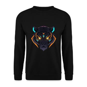 Tiger, Tigerkopf - Unisex Pullover - Schwarz - Vorne - Alina (178cm) & Michal (187cm)