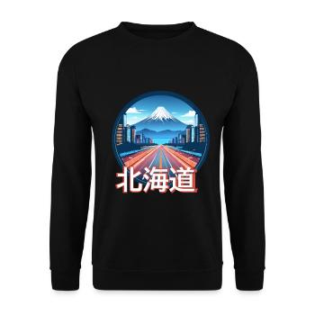 Hokkaido Serene Sunset - Unisex Pullover - Schwarz - Vorne - Alina (178cm) & Michal (187cm)
