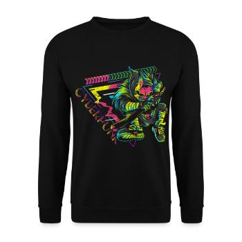 Cyborg Stil Neon Gamer - Unisex Pullover - Schwarz - Vorne - Alina (178cm) & Michal (187cm)
