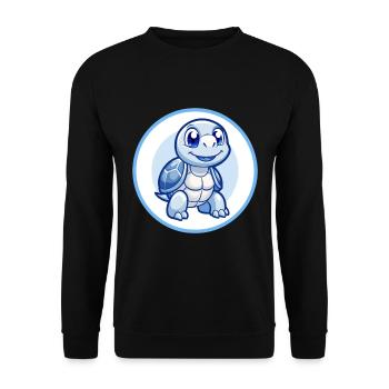 Schildkröte Blau Kawaii Cartoon Figur Clipart Haustier - Unisex Pullover - Schwarz - Vorne - Alina (178cm) & Michal (187cm)