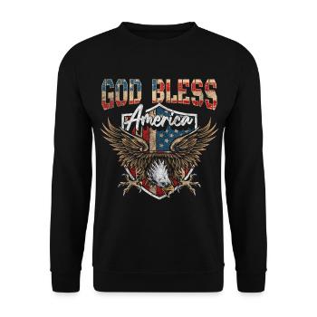 Amerika Flagge Adler Amerikanisch - Unisex Pullover - Schwarz - Vorne - Alina (178cm) & Michal (187cm)