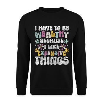 Wealth Life Millionaire Spirit - Unisex Sweatshirt - black - Front - Alina (178cm) & Michal (187cm)