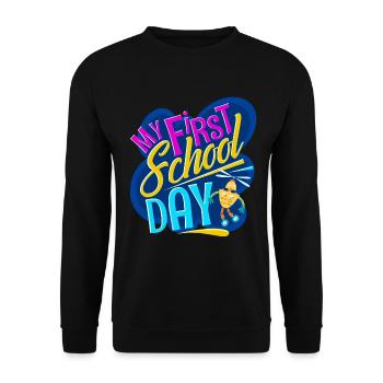 Einschulung Schulkind - Unisex Pullover - Schwarz - Vorne - Alina (178cm) & Michal (187cm)