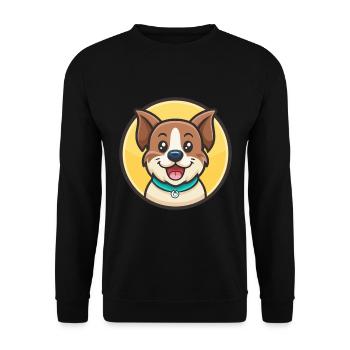 Dog Kawaii Cartoon Character Animal Pet Face - Unisex Sweatshirt - black - Front - Alina (178cm) & Michal (187cm)