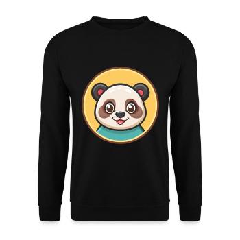 Panda Kawaii Cartoon Character Animal Pet Face - Unisex Sweatshirt - black - Front - Alina (178cm) & Michal (187cm)