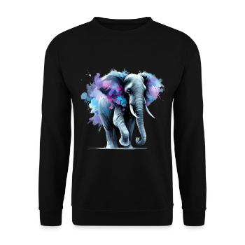 Majestic Elephant in Watercolor - Unisex Sweatshirt - black - Front - Alina (178cm) & Michal (187cm)