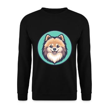 Poméranien Allemand Spitz Chien Race Dessin Animé Kawaii - Sweat-shirt Unisexe - noir - Devant - Alina (178cm) & Michal (187cm)