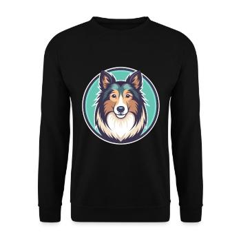 Sheltie Hunderasse Cartoon Figur Kawaii Clipart - Unisex Pullover - Schwarz - Vorne - Alina (178cm) & Michal (187cm)