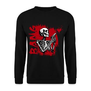 BANG Skull // Skull Heartbreaker FS0242 - Sweat-shirt Unisexe - noir - Devant - Alina (178cm) & Michal (187cm)