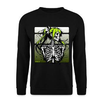 Anime Skull Girl // Totenkopf Mädchen FS0246 - Unisex Sweatshirt - black - Front - Alina (178cm) & Michal (187cm)
