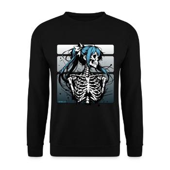 Anime Skull Girl // Totenkopf Mädchen FS0247 - Unisex Sweatshirt - black - Front - Alina (178cm) & Michal (187cm)