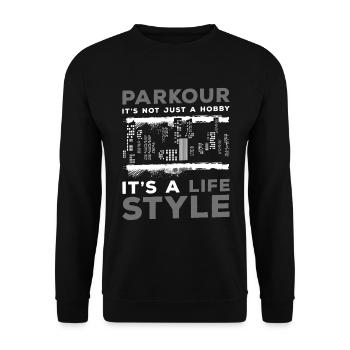 Freerunning Backflip Jump - Unisex Sweatshirt - black - Front - Alina (178cm) & Michal (187cm)