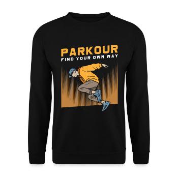 Parkour Rolle Extremsport Sprung - Unisex Pullover - Schwarz - Vorne - Alina (178cm) & Michal (187cm)