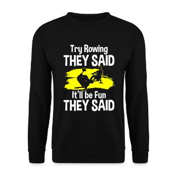 Rowing Machine Sports Water Sports - Unisex Sweatshirt - black - Front - Alina (178cm) & Michal (187cm)