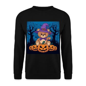 Halloween Teddy Bear Halloween Bear - Unisex Sweatshirt - black - Front - Alina (178cm) & Michal (187cm)