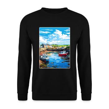 Bude Cornwall England Travel Poster Souvenir WPA - Unisex Sweatshirt - black - Front - Alina (178cm) & Michal (187cm)