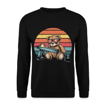 Teddy bear welder welding steel construction metal construction - Unisex Sweatshirt - black - Front - Alina (178cm) & Michal (187cm)