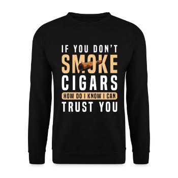 Zigarre Rauchen Kuba Genießer - Unisex Pullover - Schwarz - Vorne - Alina (178cm) & Michal (187cm)