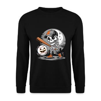 Halloween Baseball Skeleton Cute Creepy - Unisex Sweatshirt - black - Front - Alina (178cm) & Michal (187cm)