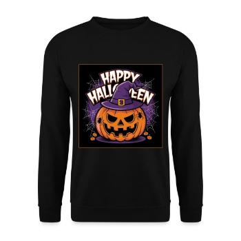 Happy Halloween Pumpkin Witch Hat Grimace Horror Fun - Unisex Sweatshirt - black - Front - Alina (178cm) & Michal (187cm)