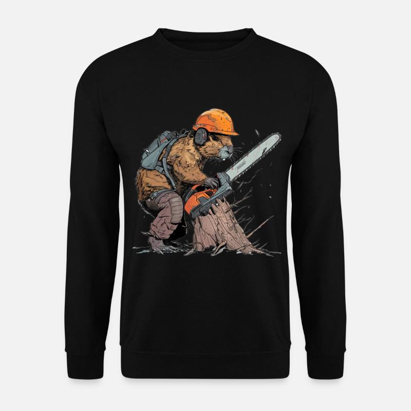 Biber Holzfäller Kettensäge - Unisex Pullover - Schwarz