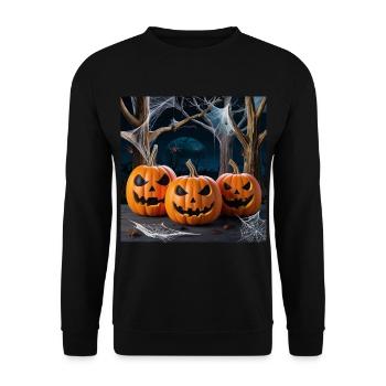 Ambiance d’Halloween, trois citrouilles - Sweat-shirt Unisexe - noir - Devant - Alina (178cm) & Michal (187cm)