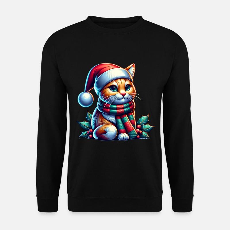 Xmas Weihnachts Katze Weihnachten - Unisex Pullover - Schwarz