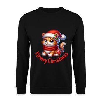 Katze Weihnachten - Unisex Pullover - Schwarz - Vorne - Alina (178cm) & Michal (187cm)