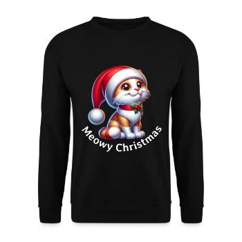 Miaou Noël drôle de chat - Sweat-shirt Unisexe - noir - Devant - Alina (178cm) & Michal (187cm)