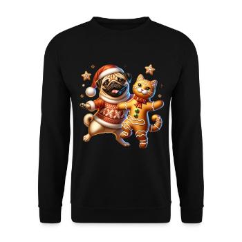 Chat carlin - Sweat-shirt Unisexe - noir - Devant - Alina (178cm) & Michal (187cm)