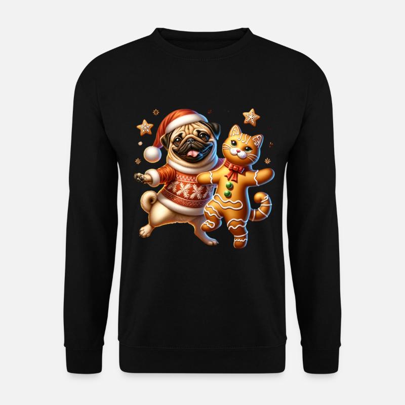 Mops Katze - Unisex Pullover - Schwarz