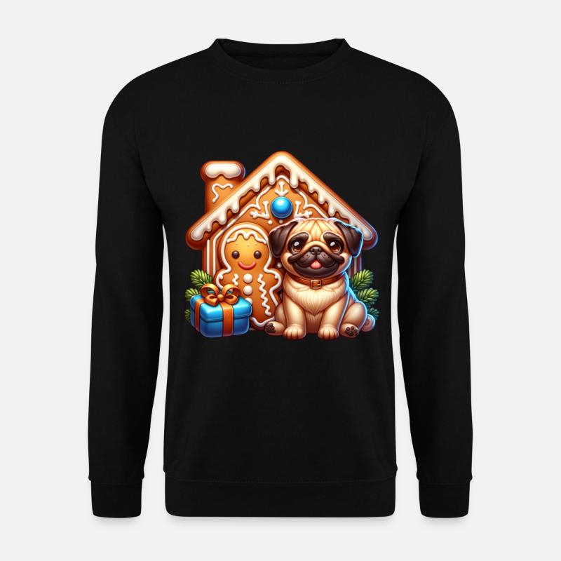 Pug Gingerbread - Unisex Sweatshirt - black