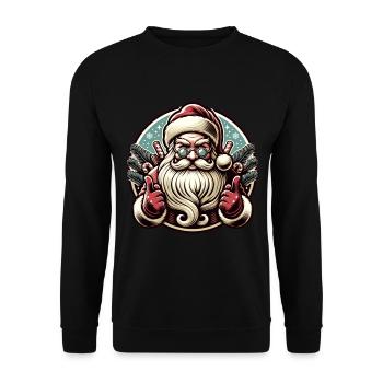 Cool Santa Weihnachtsmann Vintage Xmas - Unisex Pullover - Schwarz - Vorne - Alina (178cm) & Michal (187cm)