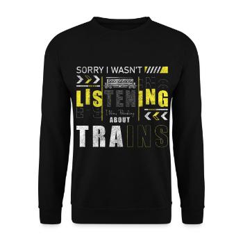 Modelleisenbahn Hobby Spielzeug Gleise - Unisex Pullover - Schwarz - Vorne - Alina (178cm) & Michal (187cm)