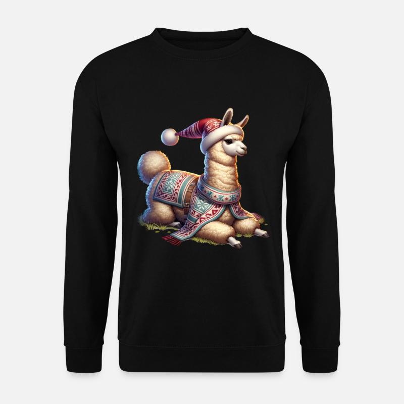 Llama Christmas Winter Gift - Unisex Sweatshirt - black