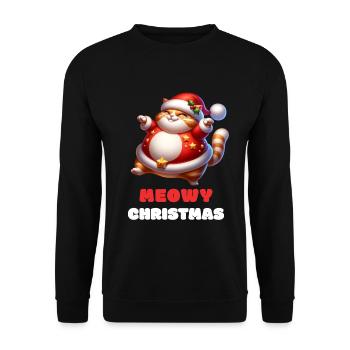 Joyeux Noël Chapeau de Noël Chat Drôle - Sweat-shirt Unisexe - noir - Devant - Alina (178cm) & Michal (187cm)