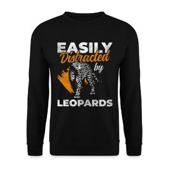 Léopard Animal Sauvage - Sweat-shirt Unisexe - noir - Devant - Alina (178cm) & Michal (187cm)