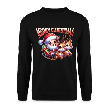 Doux Joyeux Noël Père Noël Traîneau Noël - Sweat-shirt Unisexe - noir - Devant - Alina (178cm) & Michal (187cm)