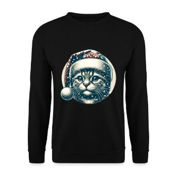 Christmas Cat Vintage Snowfall - Unisex Sweatshirt - black - Front - Alina (178cm) & Michal (187cm)